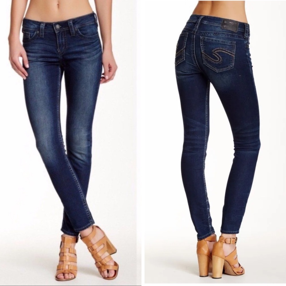 Silver Aiko Joga Mid Rise Skinny Jeans 28